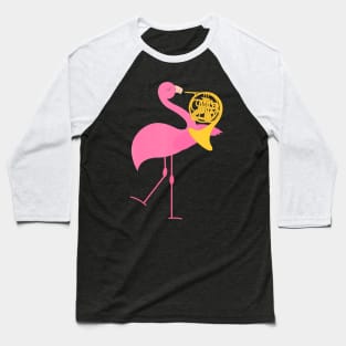 Beautiful Flamingo Playing French Horn Musician Baseball T-Shirt